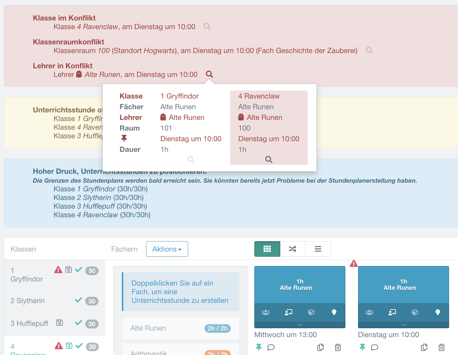 Problem erkannt: Warnung für Lehrerkonflikt zwischen zwei Unterrichtsstunden