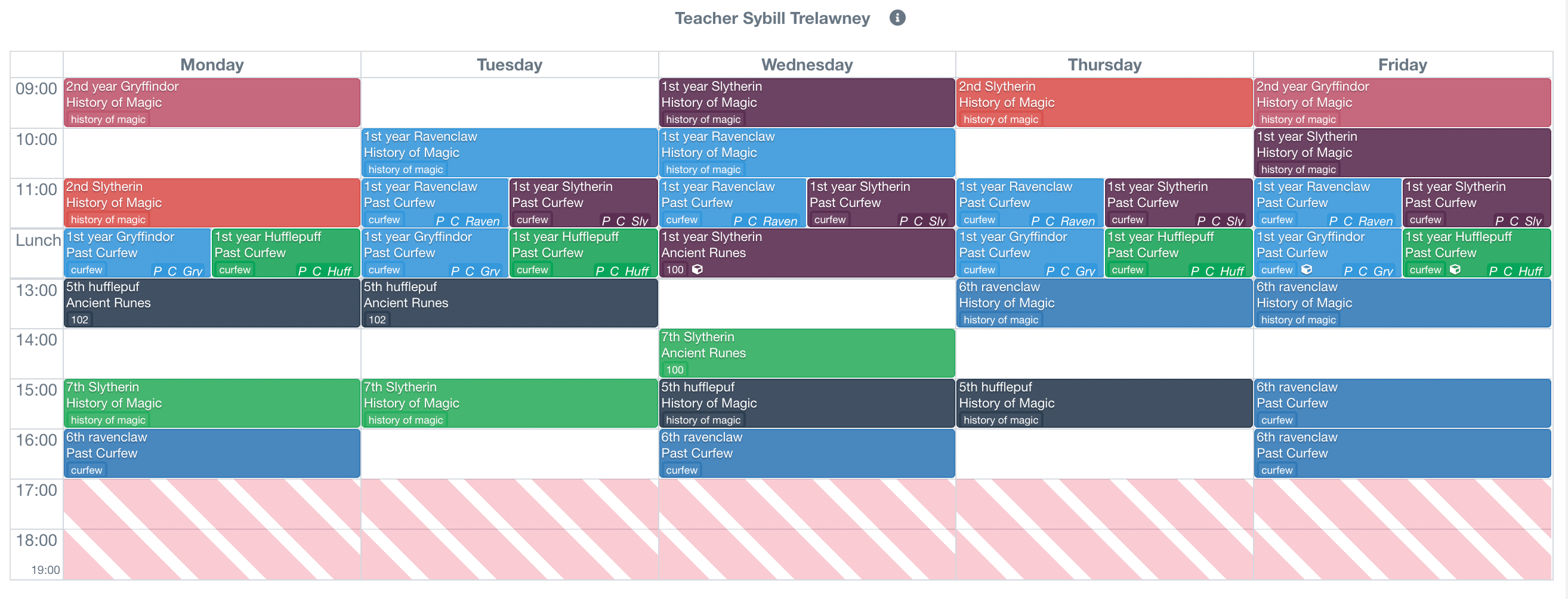 a teacher's timetable being modified, with the teacher's availability (wishes) displayed in the background of the week planner