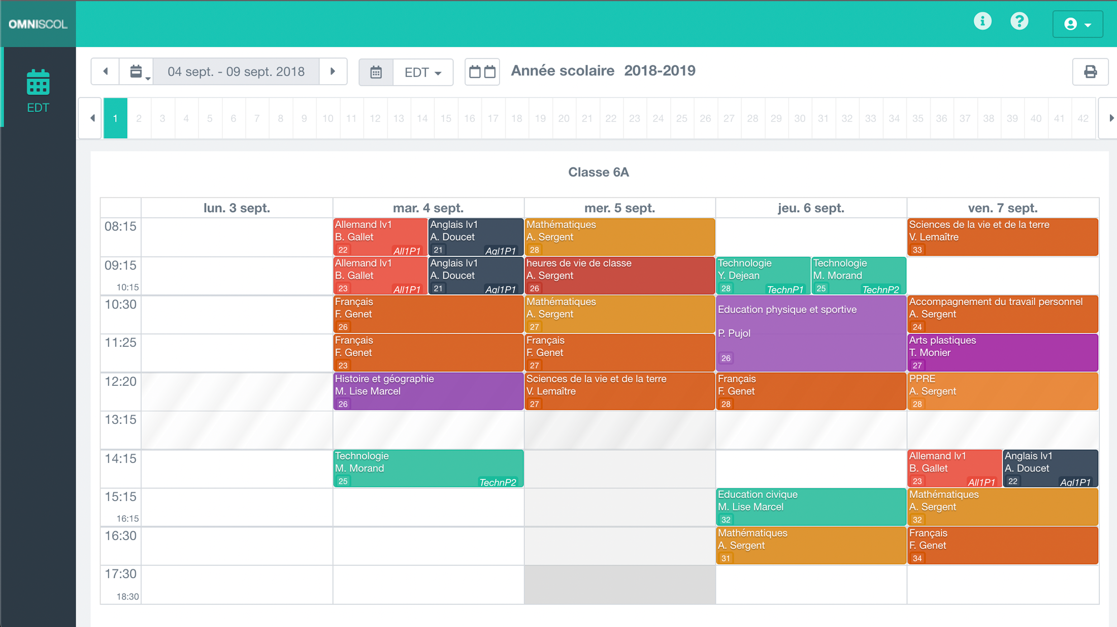 affichage web exclusif de l'emploi du temps d'un professeur, par lien unique
