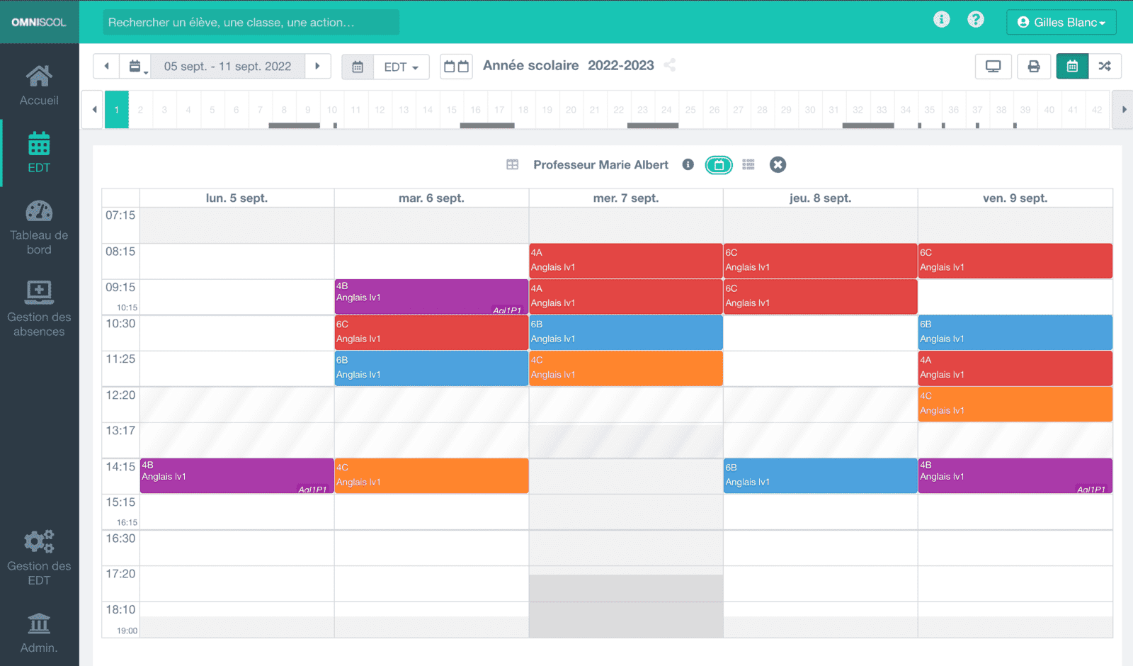 consultation et gestion quotidienne des emplois du temps