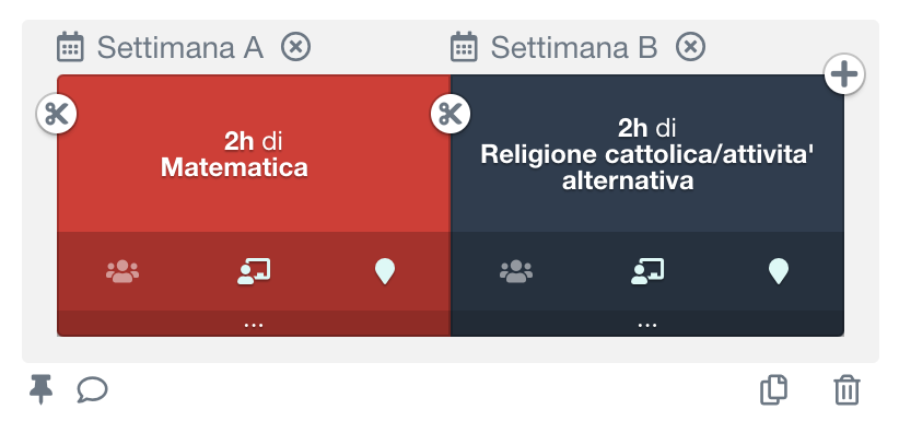 definizione di un corso complesso con settimane alternate A e B
