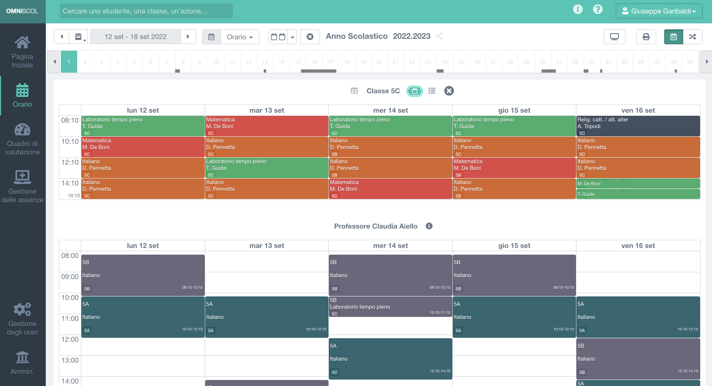 consultazione e gestione quotidiana degli orari delle lezioni