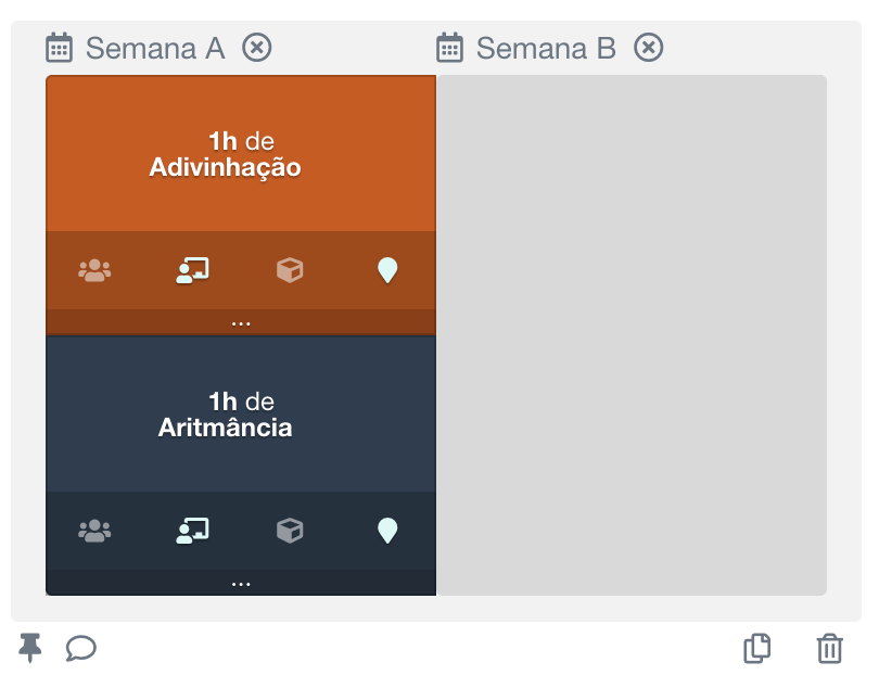 definição de um curso complexo com dois cursos concatenados em uma semana, sendo a segunda semana em alternância livre