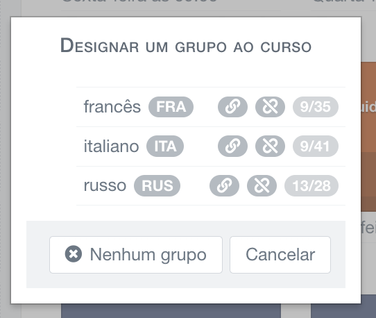 atribuir um grupo a uma aula