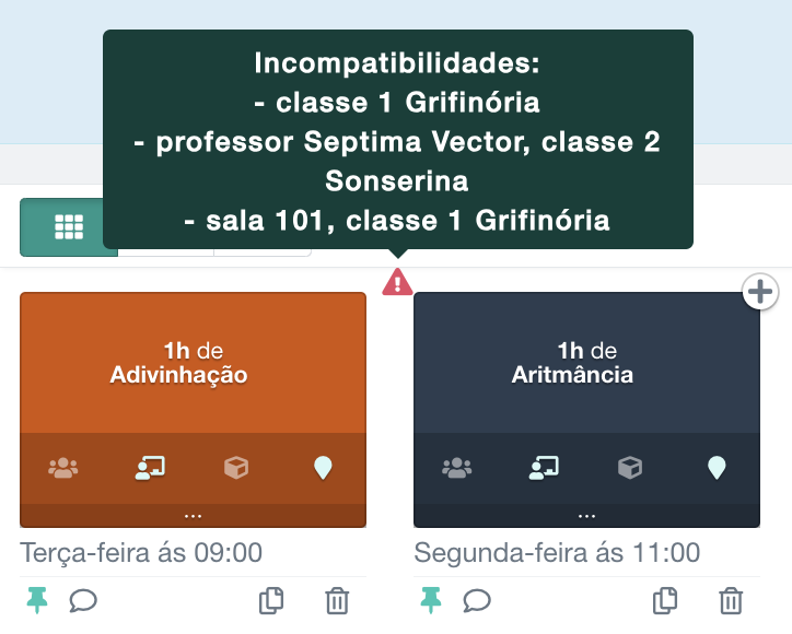 detecção de problema: alerta na aula